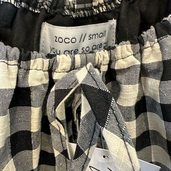 NWT Zoco “Ari” Black & Cream Gingham Puff Sleeve Mini Dress with Pockets Size S - Picture 6 of 7